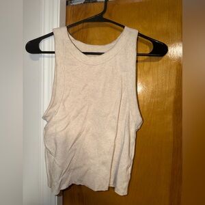 aerie Cream Ribbed Tank Top